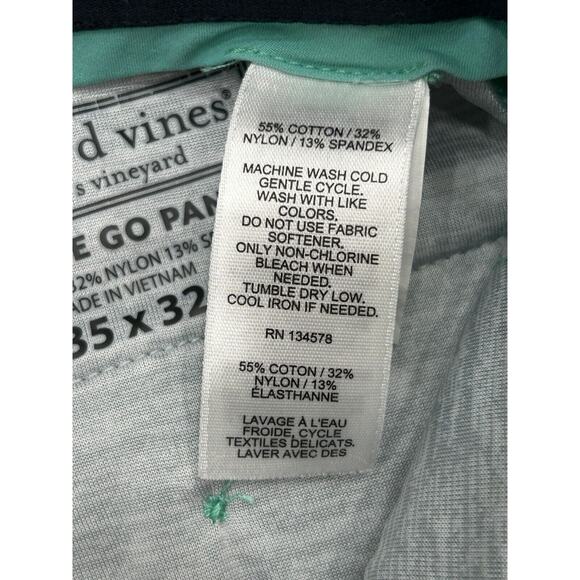 Vineyard Vines On The Go Pants Mens 35x32 Aqua Blue Performance Stretch Chino - Picture 5 of 6